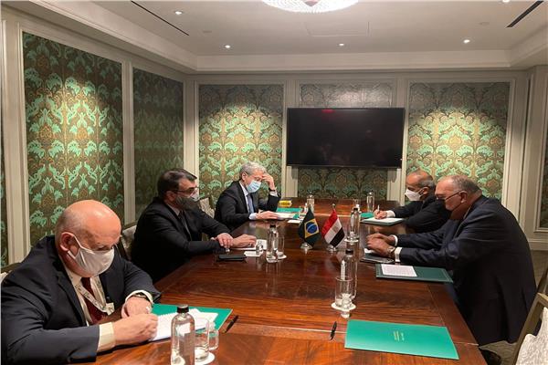 وزير الخارجية ونظيره البرازيلي خلال الاجتماع