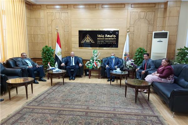 خلال لقاء محافظ القليوبية برئيس جامعة بنها الجديد