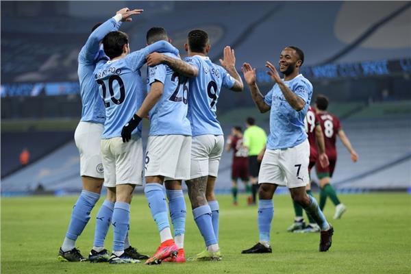 فرحة لاعبي مانشستر سيتي