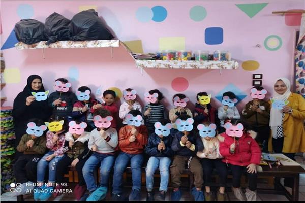 ماسكات بالفوم، ورش فنية، احتفالا بأعياد الطفولة بالمنيا 