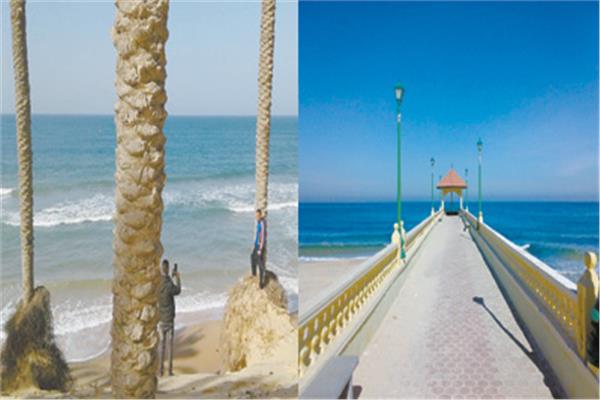 كورنيش العريش الجديد بعد التطوير  -- شاطىء الريسة يعانى من نحر البحر