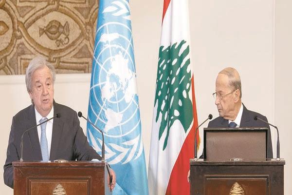 ميشال عون مع أنطونيو جوتيريش     