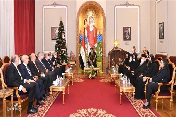 وفد من المجلس الأعلى للقضاء يهنئ  البابا تواضروس بعيد الميلاد    