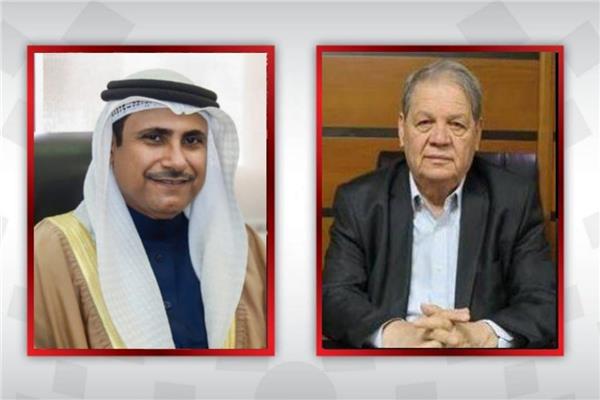 رئيس البرلمان العربي عادل بن عبد الرحمن العسومي ورئيس المجلس الوطني الفلسطيني روحي فتوح