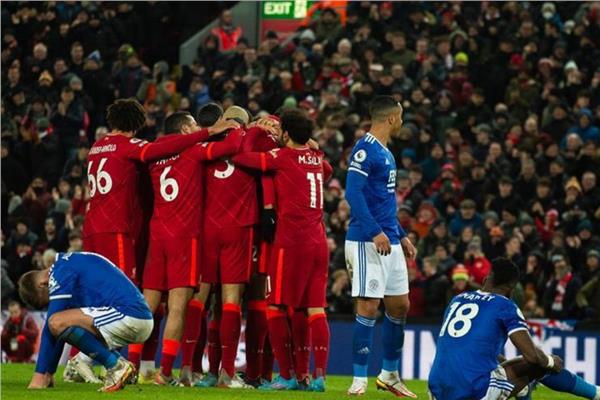 فرحة لاعبي ليفربول أمام ليستر سيتي