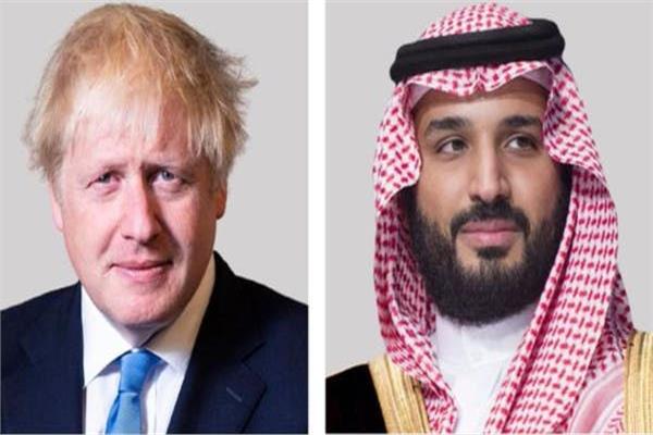ولي العهد الأمير محمد بن سلمان  ورئيس الوزراء البريطاني  بوريس جونسون