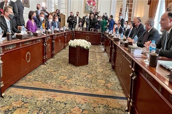 اثناء بدا المباحثات بين شكري ونظيرته الالمانية
