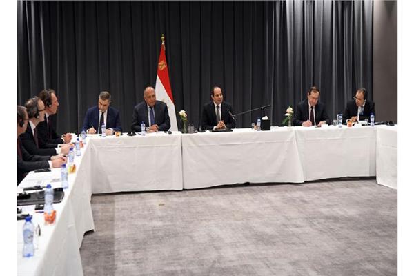 الرئيس السيسي خلال لقائه برؤساء الشركات البلجيكية