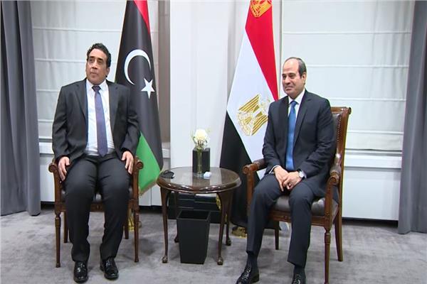 جانب من لقاء الرئيس السيسي بالمنفي