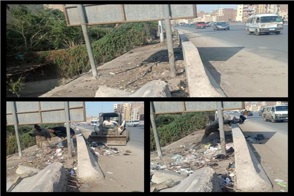 رفع القمامة وتسوية وتمهيد ورفع كفاءة الطريق بأوسيم 