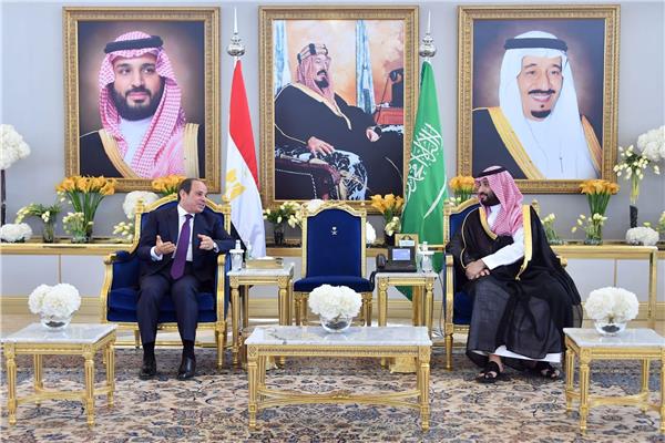 بن سلمان خلال استقبال الرئيس السيسي
