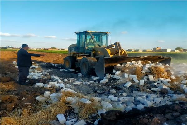 إزالة 87 حالة تعدى  بالبناء على الأراضي الزراعيةبالبحيرة 