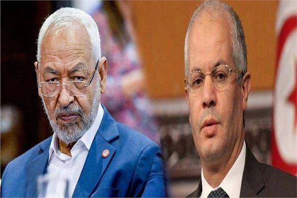 القيادي السابق بحركة النهضة عماد الحمامي و رئيس الحركة راشد الغنوشي 