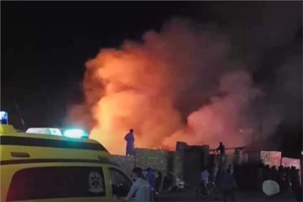 حريق  بورشة دهانات بمنطقة المنصوري بالأقصر  