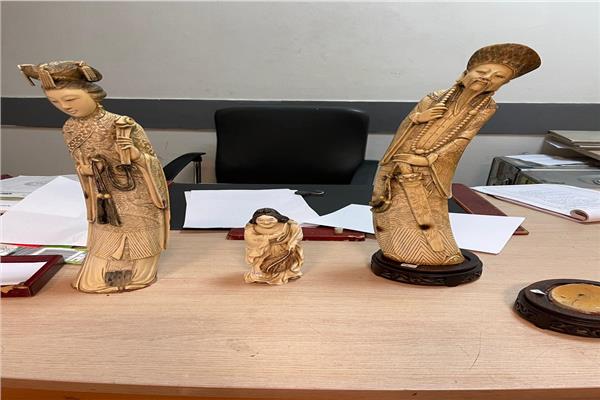 جمارك مطار القاهرة تضبط  تهريب عدد من التماثيل المصنوعة من العاج  