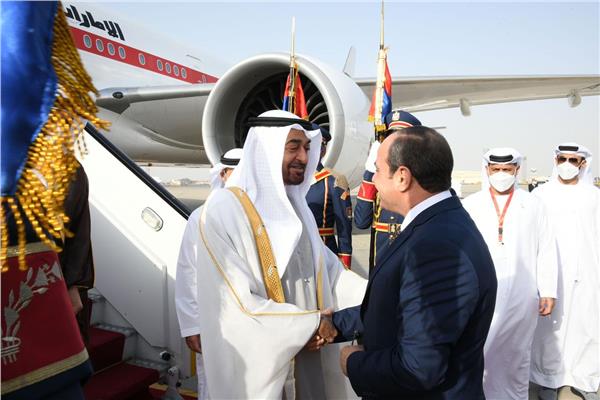 الرئيس السيسي خلال استقبال سمو الشيخ محمد بن زايد