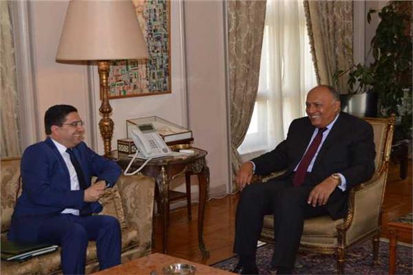 وزير الخارجية سامح شكري‬⁩ ونظيره المغربي ناصر بوريطة