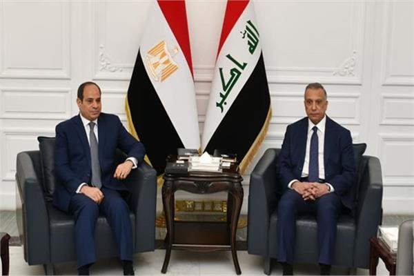 الرئيس عبد الفتاح السيسي و مصطفى الكاظمي، رئيس وزراء العراق