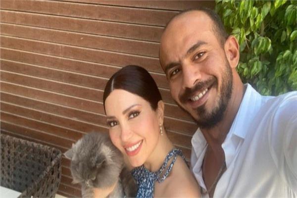 نسرين طافش وزوجها الطبيب شريف الشرقاوي