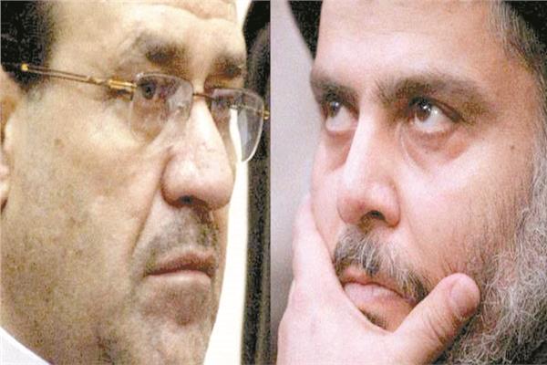 مقتدى الصدر زعيم التيار الصدرى و نورى المالكى