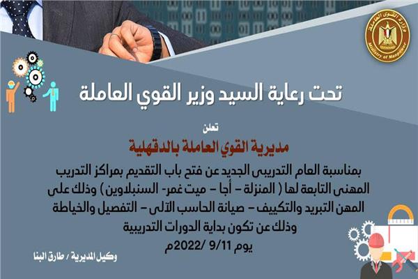 تقرير  مديرية القوى العاملة بالدقهلية ،