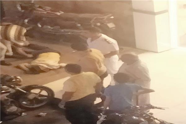 جثة الزوج بعد سقوطه من الطابق الــ ٩