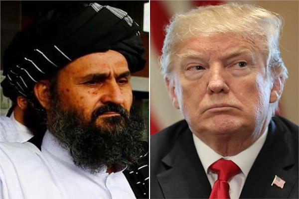 الرئيس الأميركي السابق دونالد ترمب والمؤسس المشارك لطالبان  عبد الغني بارادار