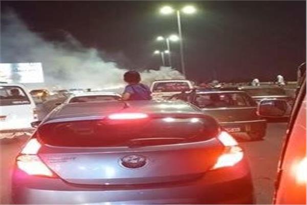 كثافات مرورية أعلى محور 26 يوليو بسبب حريق سيارة   