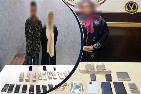 صورة للمتهمين بحوزتهم المضبوطات