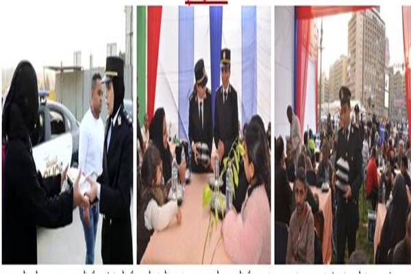 رجال الشرطة أثناء توزيع وجبات الإفطار