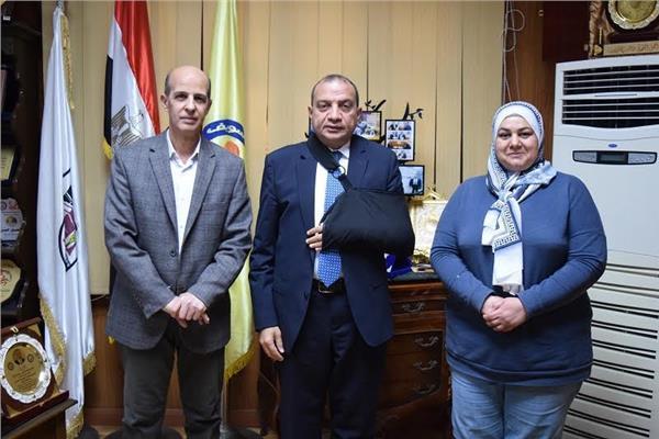 استقبال رئيس جامعة بنى سويف للباحثة