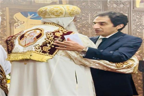 السفير بسام راضي خلال حضوره قداس عيد القيامة في الكنيسة القبطية بروما