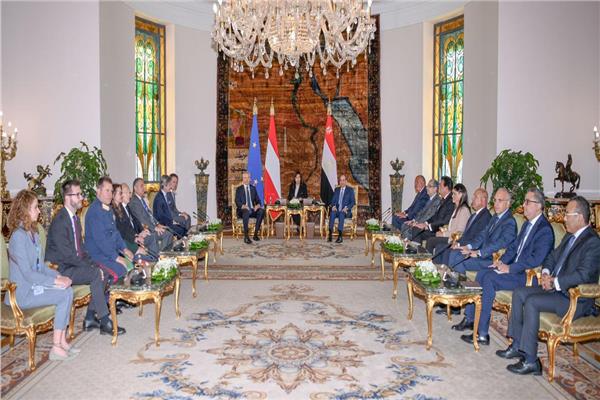 الرئيس السيسي خلال لقائه بمستشار النمسا