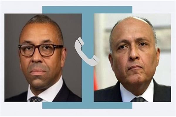  سامح شكري وزير الخارجية المصري ونظيره البريطاني جيمس كليفرلي