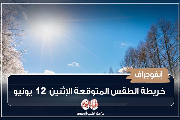 إنفوجراف| حالة الطقس المتوقعة غدًا الإثنين 12 يونيو