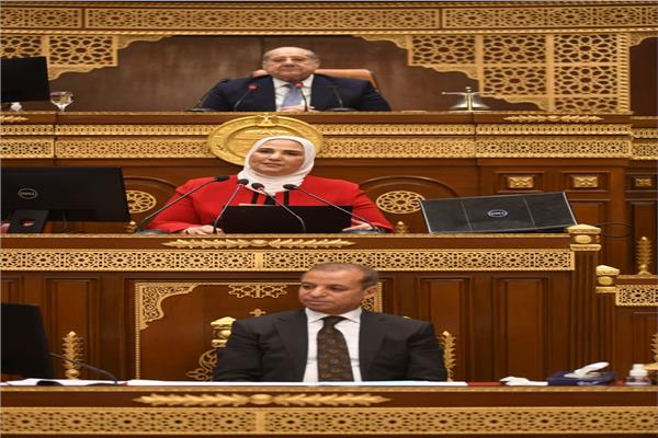 وزيرة التضامن الاجتماعي تشارك في الجلسة العامة لمجلس الشيوخ