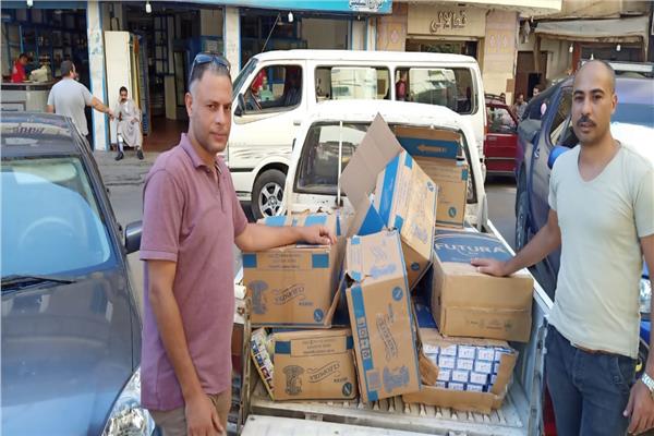 مباحث التموين وأمامها المضبوطات
