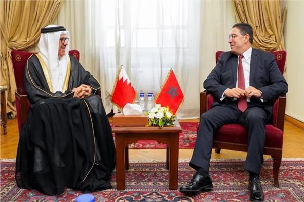 عبداللطيف بن راشد الزياني وزير الخارجية البحرين ونظيره المغربي ناصر بوريطة