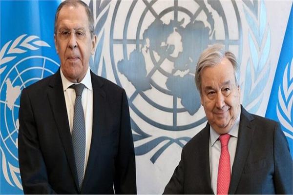 أنطونيو جوتيريش الأمين العام للأمم المتحدة ,سيرجي لافروف وزير الخارجية الروسي