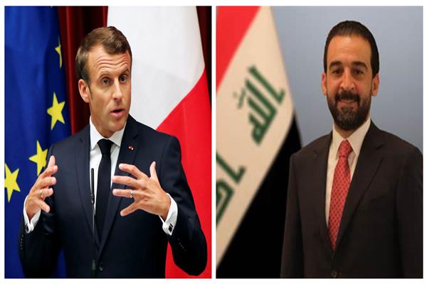 رئيس مجلس النواب العراقي محمد الحلبوسي وإيمانويل ماكرون