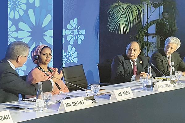 معيط خلال مشاركته فى اجتماعات صندوق النقد والبنك الدوليين بالمغرب