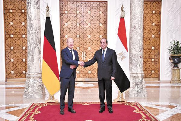 الرئيس عبدالفتاح السيسى خلال استقباله المستشار الألمانى أولاف شولتز