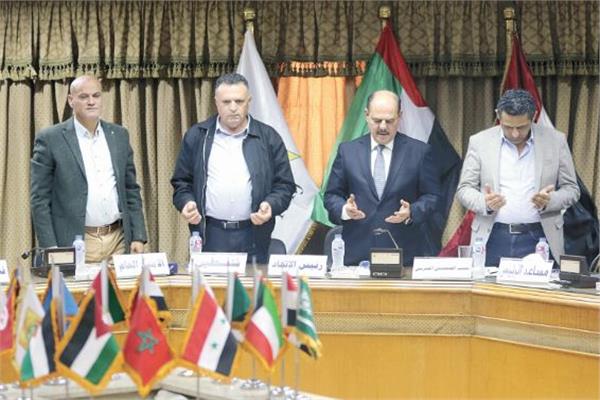 مؤيد اللامى وخالد ميرى ونقيب فلسطين ناصر أبو بكر ونقيب الصحفيين المصريين خالد البلشي