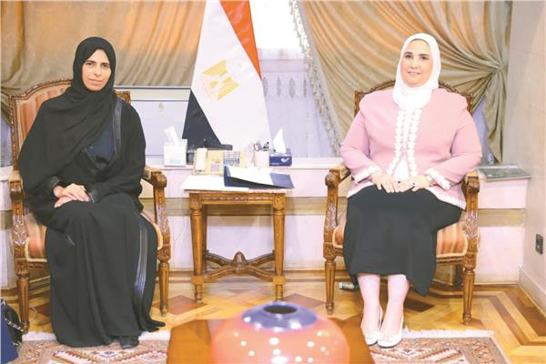 وزيرة التضامن خلال استقبال الوزيرة القطرية
