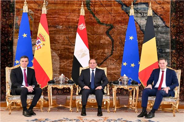 الرئيس السيسي ورئيسي وزراء أسبانيا وبلجيكا