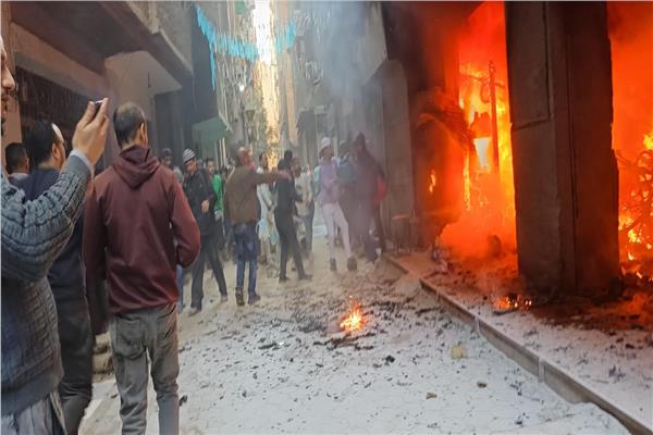 حريق اندلع داخل ورشة تصليح دراجات ناريه ببولاق الدكرور