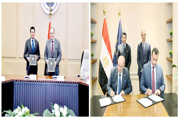 د.أشرف صبحى يوقع اتفاقيتين مع د.عمرو طلعت والمهندس أحمد سمير..حياة كريمة شبابية رياضية