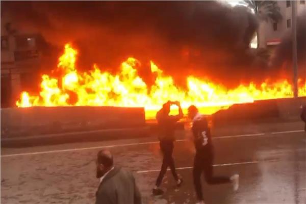 حريق سيارة المواد البترولية بالبحيرة