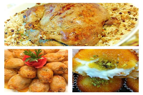 دجاج محشي أرز وبسبوسة بالمهلبية