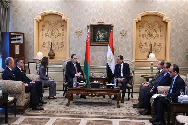 الدكتور مصطفى مدبولي خلال استقباله نظيره البيلاروسي